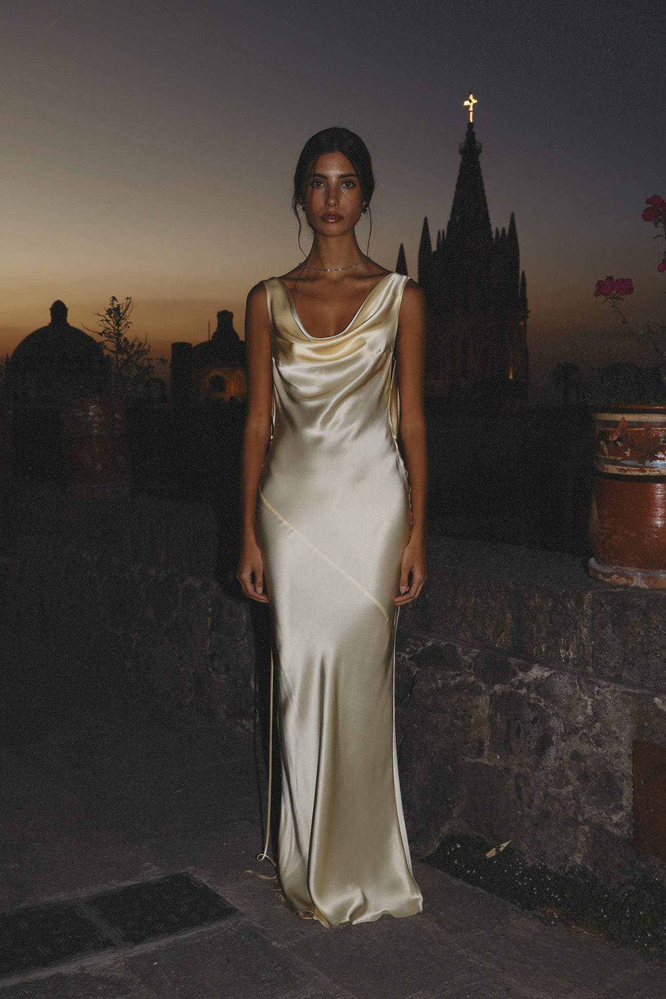 Persis Cowls Backless Satin Maxi Dress Mssaz Desses