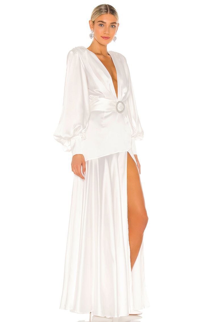 Phoebe V-neck Belted Slit Maxi Dress Mssaz Desses