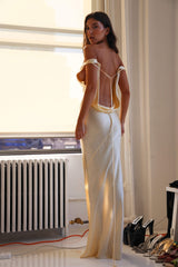 Persis Cowls Backless Satin Maxi Dress Mssaz Desses