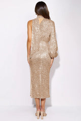 Judith Sequins Halterneck Asymmetry Midi Dress Mssaz Desses