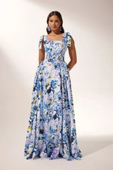 Kacey Hydrangea Printed Strap Maxi Dress Mssaz Desses