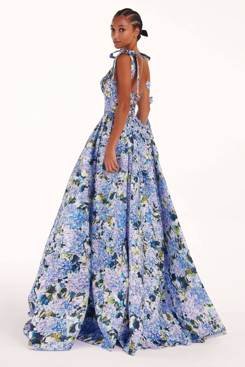Kacey Hydrangea Printed Strap Maxi Dress Mssaz Desses