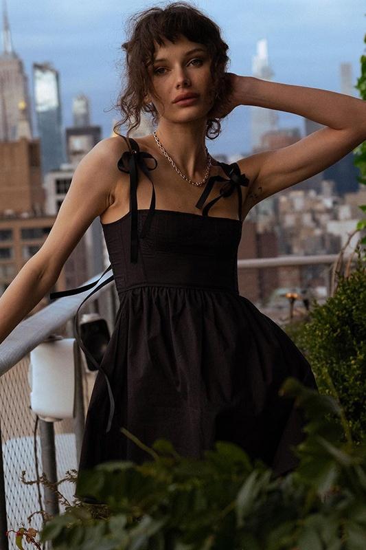 Kayla Bowknot Shoulder Straps Mini Dress Mssaz Desses