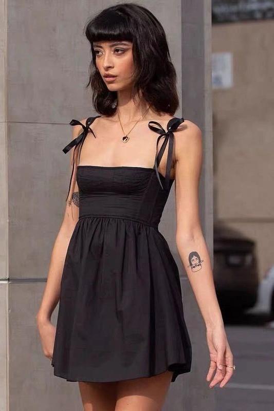 Kayla Bowknot Shoulder Straps Mini Dress Mssaz Desses