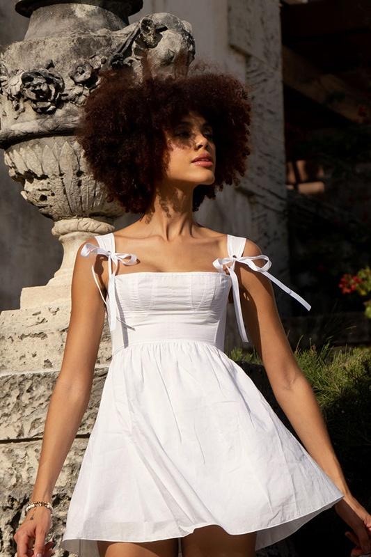 Kayla Bowknot Shoulder Straps Mini Dress Mssaz Desses