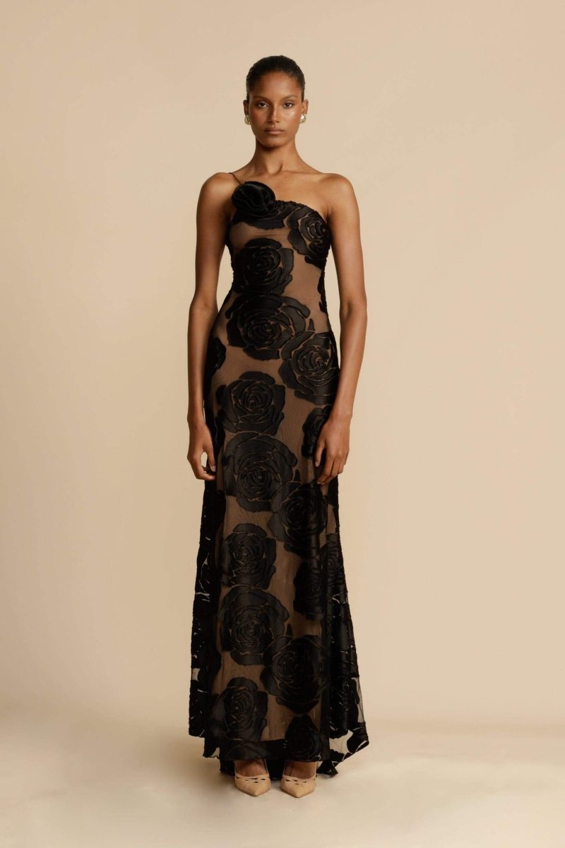 Lindsay Floral Printed One Shoulder Maxi Dress Mssaz Desses