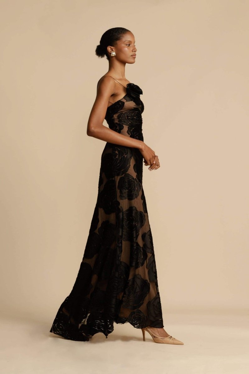 Lindsay Floral Printed One Shoulder Maxi Dress Mssaz Desses