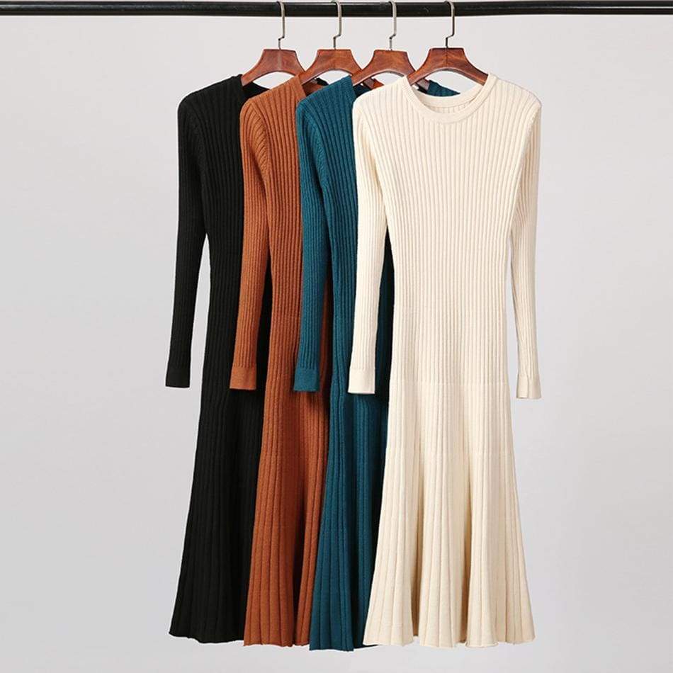 Long Knitted Sweater Dress for Casual Winter Sweater Dress Mssaz Desses