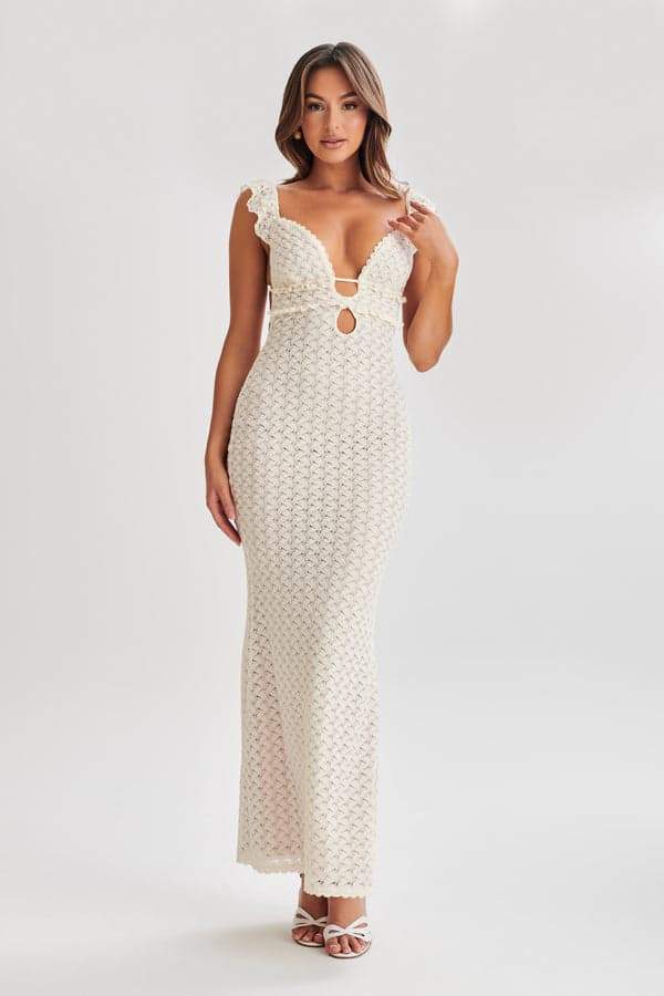 Muriel Ruffle Cut-out Knit Maxi Dress Mssaz Desses