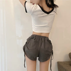 Casual Cute Outerwear High Waisted Short Mssza