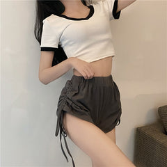 Casual Cute Outerwear High Waisted Short Mssza