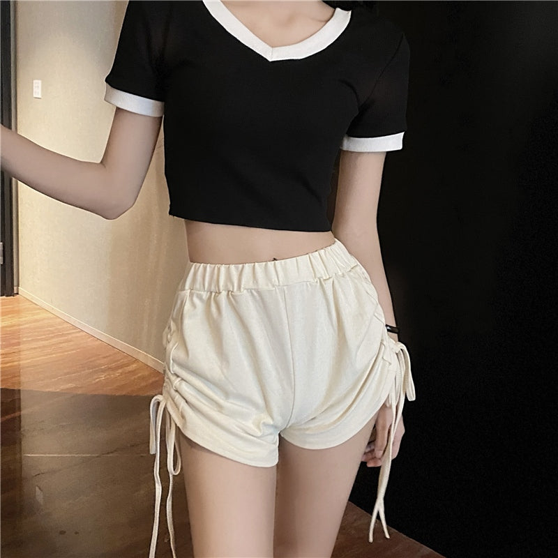 Casual Cute Outerwear High Waisted Short Mssza