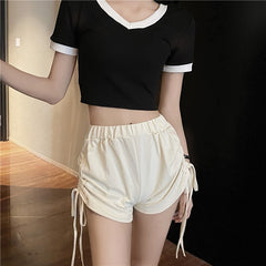 Casual Cute Outerwear High Waisted Short Mssza