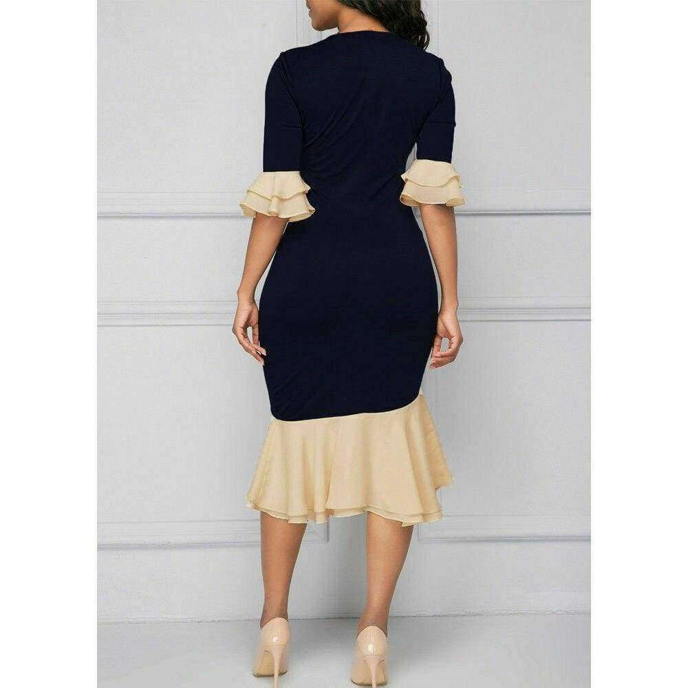 Lace Tie Up Empire Waist Cloth Splicing Girdling Party Dress Mssaz Desses