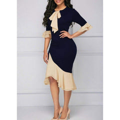 Lace Tie Up Empire Waist Cloth Splicing Girdling Party Dress Mssaz Desses