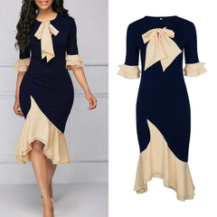 Lace Tie Up Empire Waist Cloth Splicing Girdling Party Dress Mssaz Desses