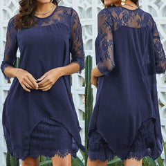 New 3/4 Sleeve Causal Loose Lace Evening Formal Dress Elegant Office Ladies  Party Beach Holiday Sundress Mssaz Desses