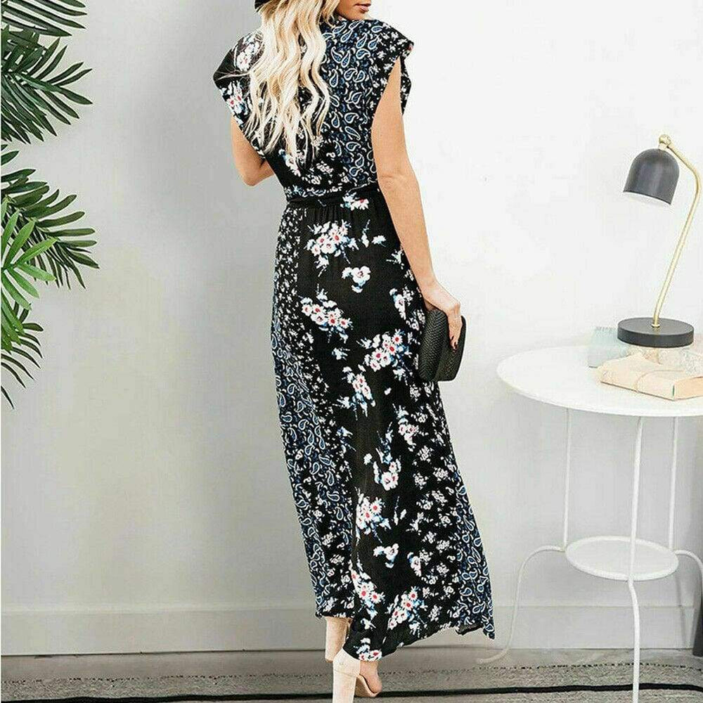 New Boho Floral Long Maxi Loose Dress Evening Party Beach  Elegant  Sundress Sleeveless Slimmer Clothes Mssaz Desses