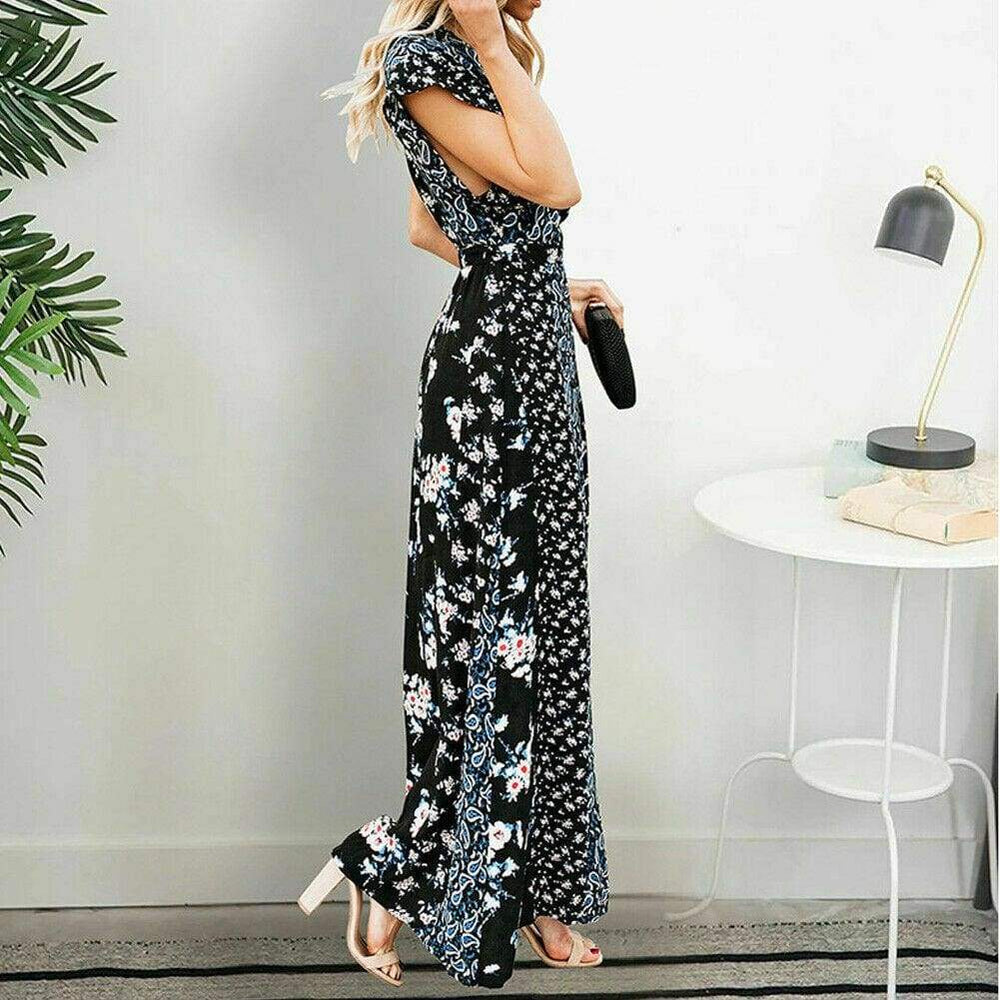 New Boho Floral Long Maxi Loose Dress Evening Party Beach  Elegant  Sundress Sleeveless Slimmer Clothes Mssaz Desses