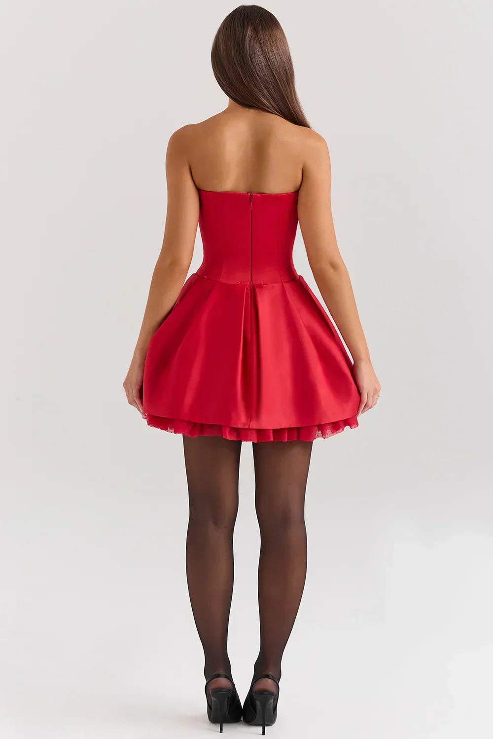 Red Satin Detachable Bow Mini Dress Mssaz Desses