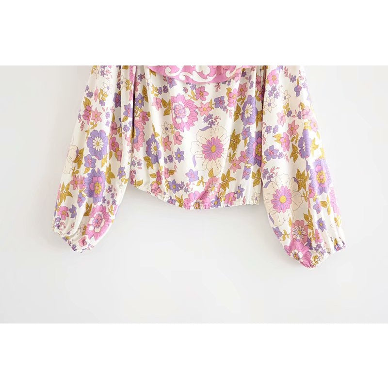 Off Shoulder Floral Printed Bohemian Blouse Mssza