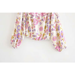 Off Shoulder Floral Printed Bohemian Blouse Mssza