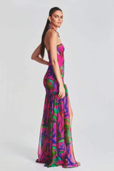 Pam Printed Strapless Slit Maxi Dress Mssaz Desses
