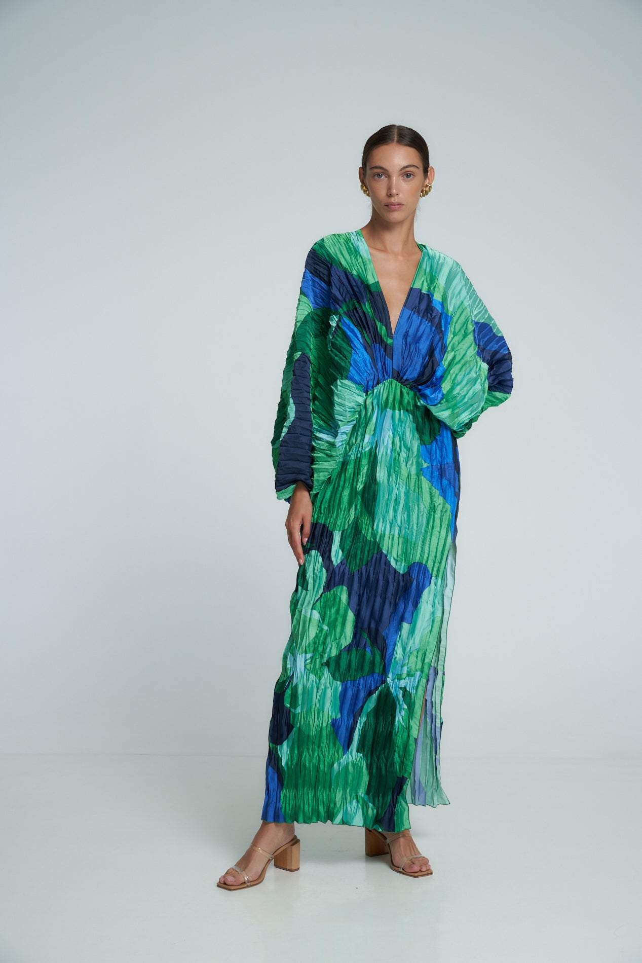 Pamela Printed Plisse Maxi Kaften Dress Mssaz Desses