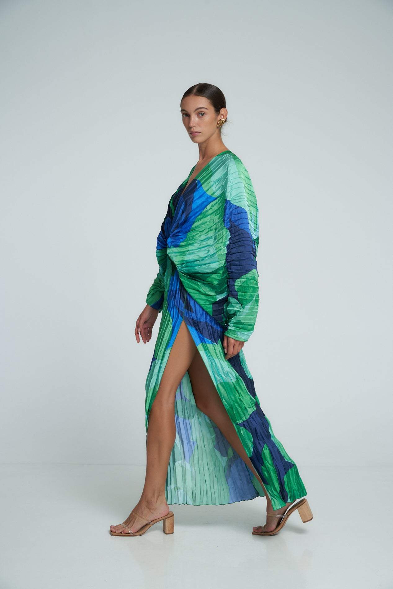 Pamela Printed Plisse Maxi Kaften Dress Mssaz Desses