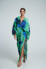 Pamela Printed Plisse Maxi Kaften Dress Mssaz Desses
