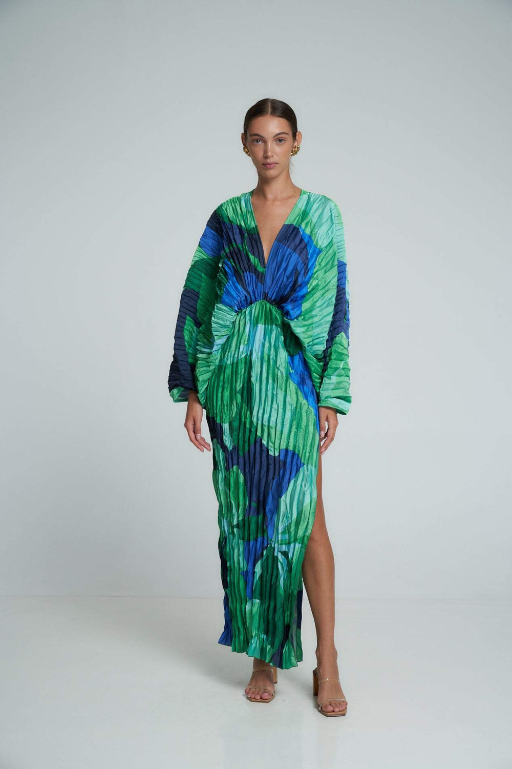 Pamela Printed Plisse Maxi Kaften Dress Mssaz Desses