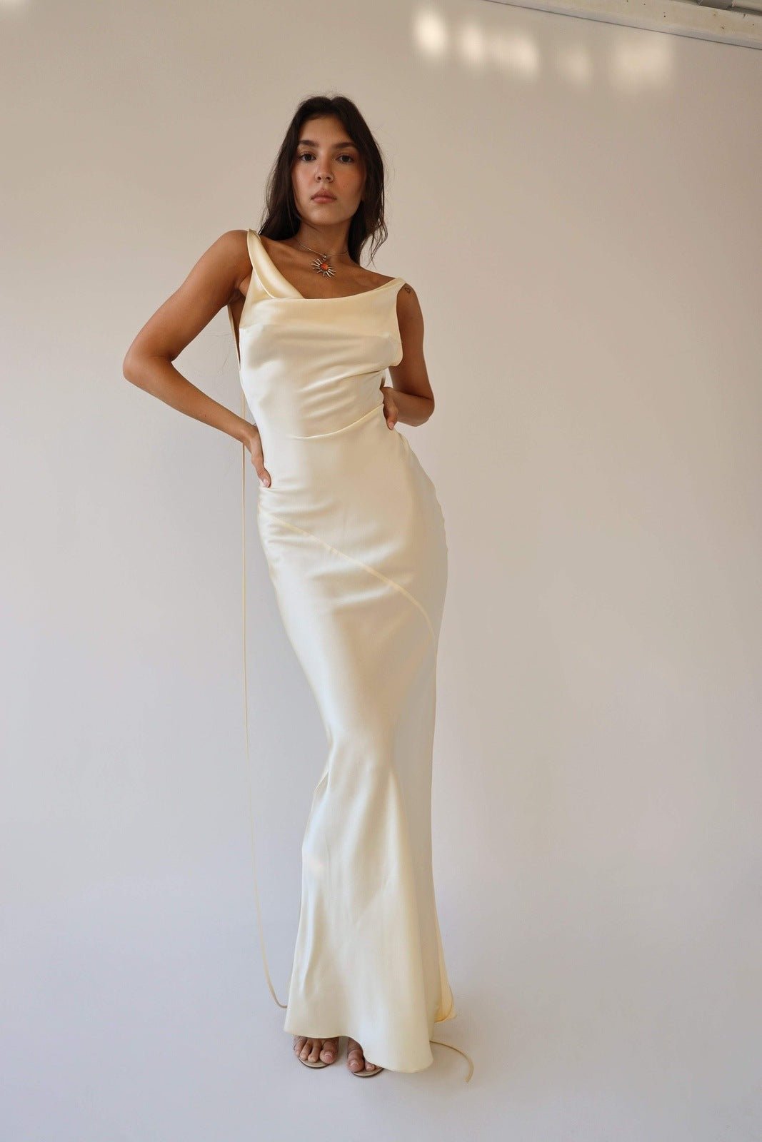 Persis Cowls Backless Satin Maxi Dress Mssaz Desses