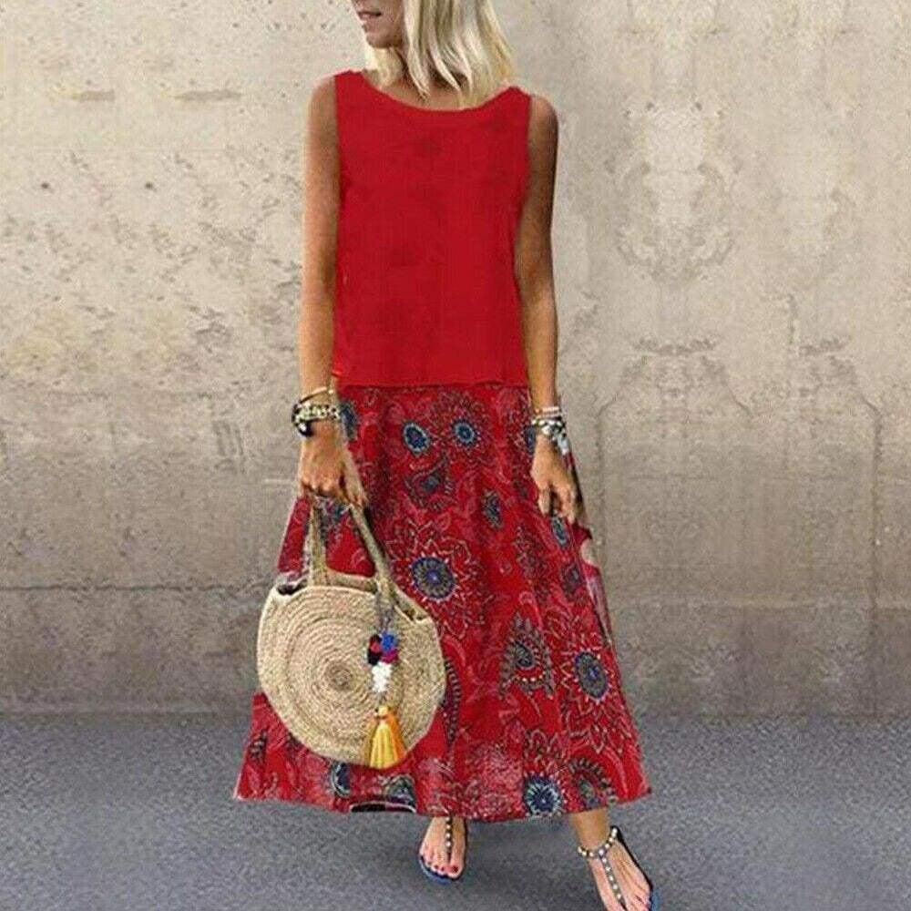 Plus Size Bohemian 2 Pcs Casual Set  Sleeveless T-shirt Tee Top + Floral Dress Skirt Beach Holiday Suit Mssaz Desses
