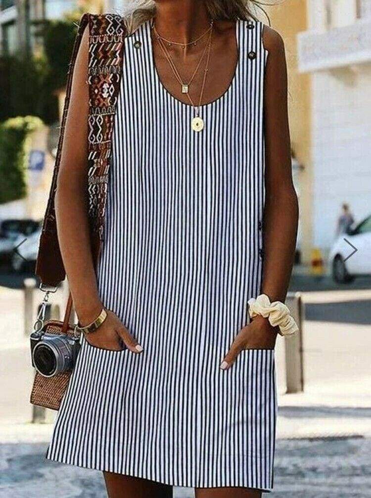 Plus Size Boho Stripe Short Mini Dress Mssaz Desses