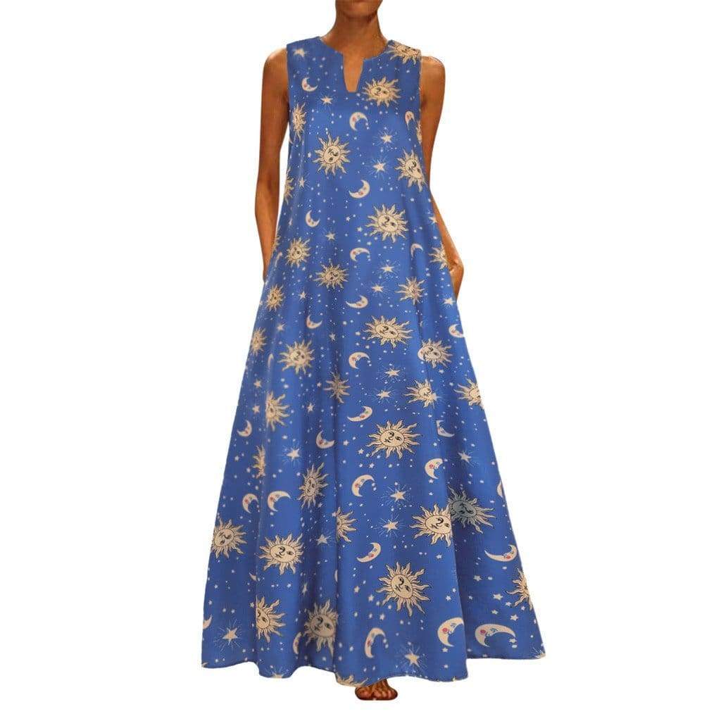Printed Bohemian Ethnic Style Beach Maxi Dress Mssaz Desses