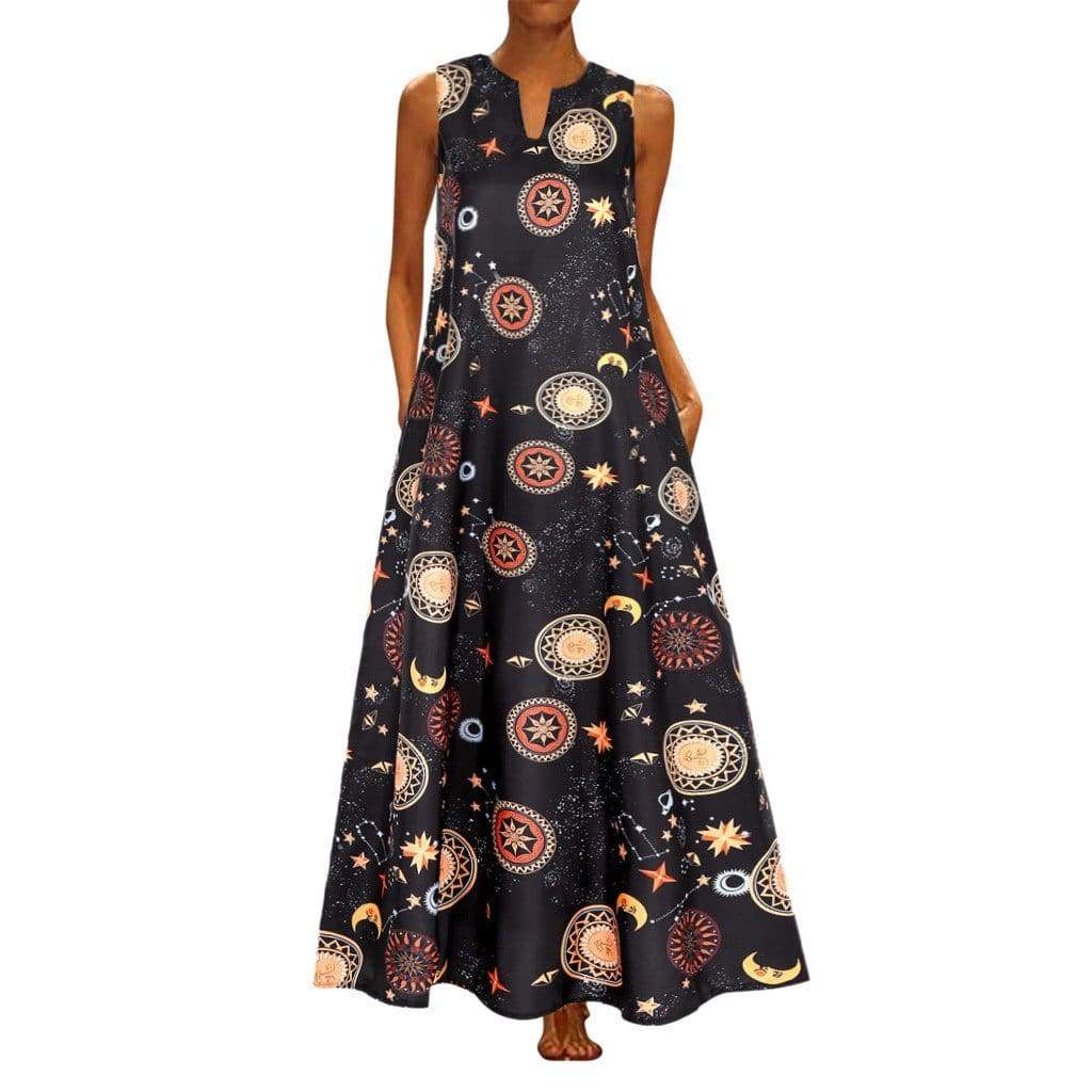 Printed Bohemian Ethnic Style Beach Maxi Dress Mssaz Desses