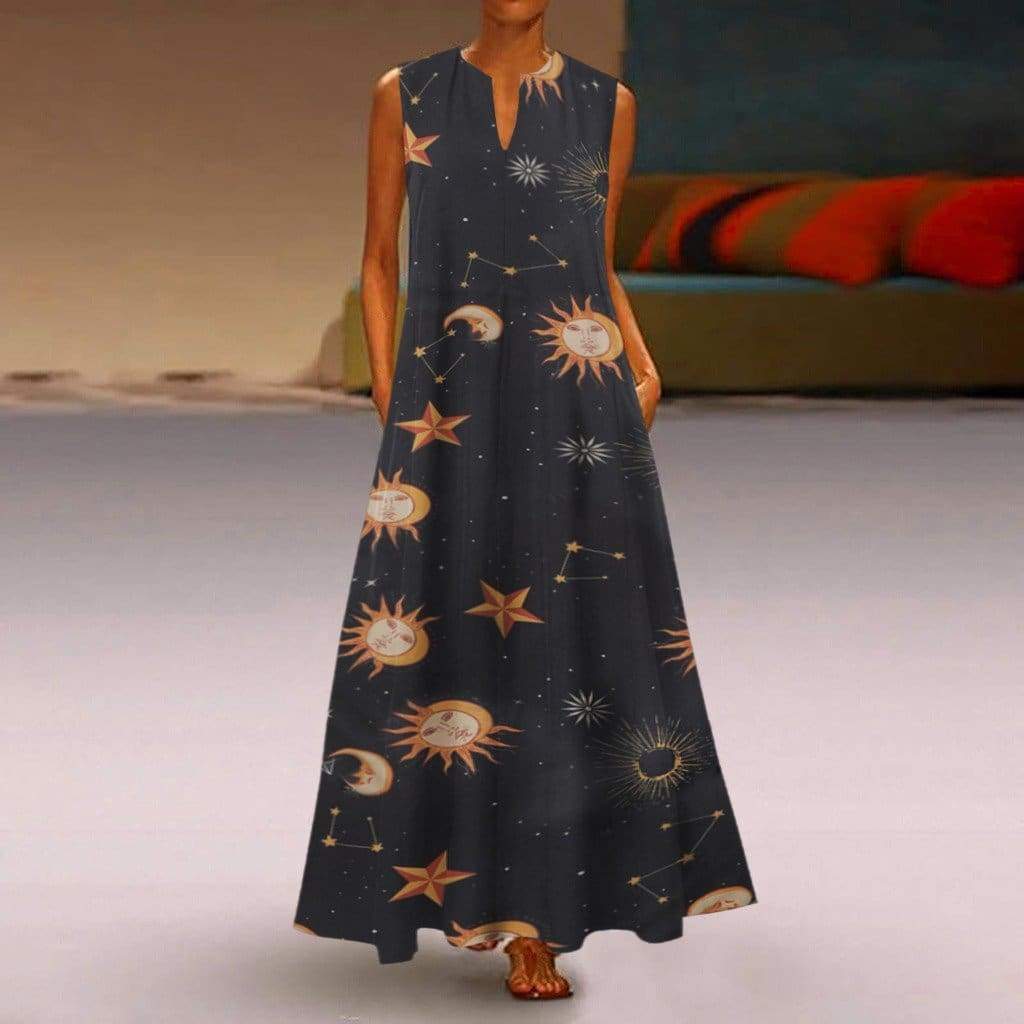 Printed Bohemian Ethnic Style Beach Maxi Dress Mssaz Desses