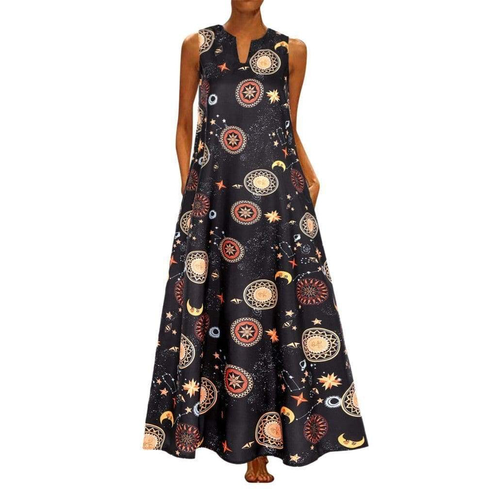 Printed Bohemian Ethnic Style Beach Maxi Dress Mssaz Desses