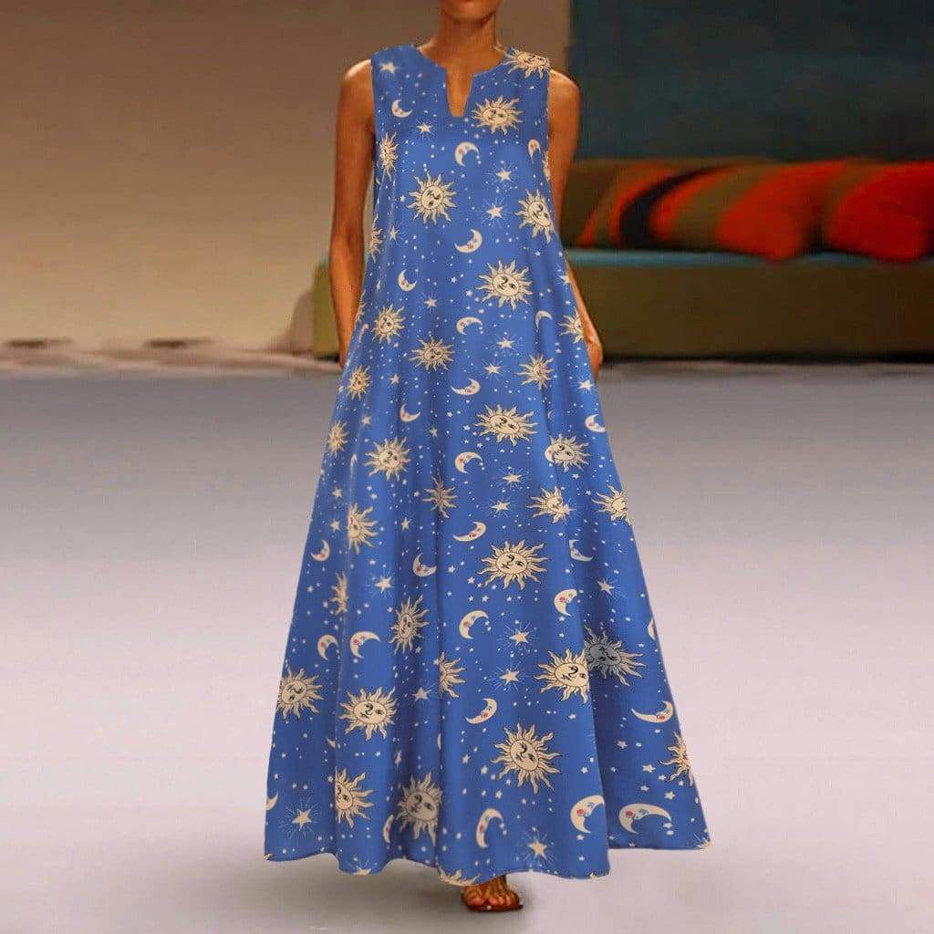 Printed Bohemian Ethnic Style Beach Maxi Dress Mssaz Desses