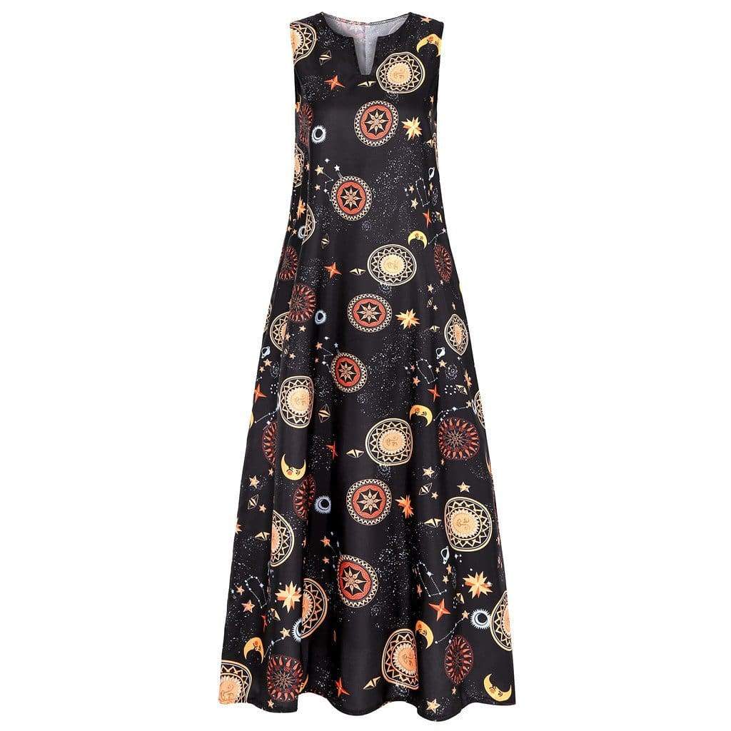 Printed Bohemian Ethnic Style Beach Maxi Dress Mssaz Desses