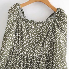 Womens Square Neck Dot Print Dress Mssaz Desses