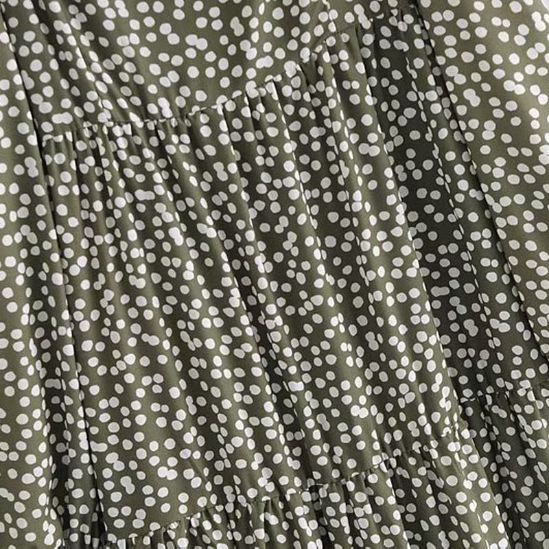 Womens Square Neck Dot Print Dress Mssaz Desses