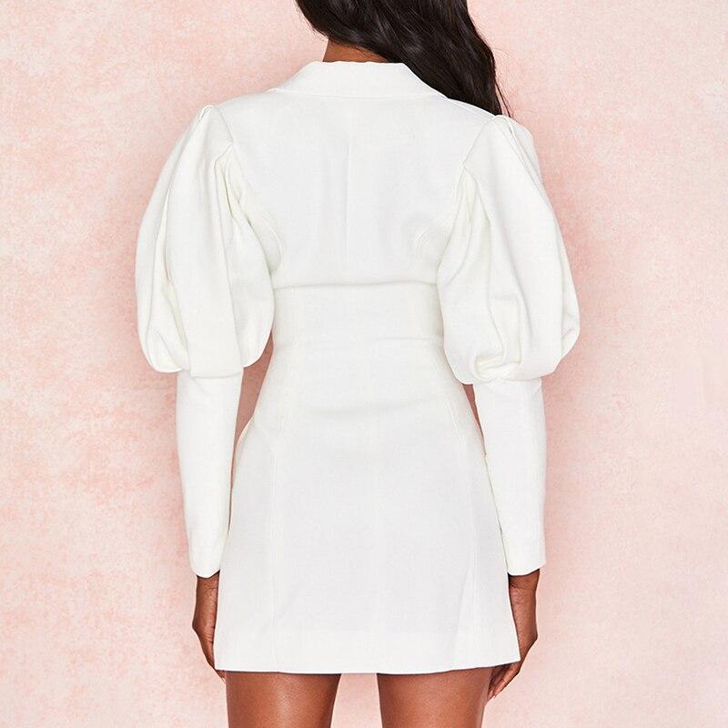 puff sleeve turn down short dress Mssaz Desses