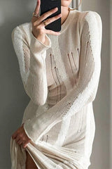 Ruth Splicing Textured Knit Maxi Dress Mssaz Desses