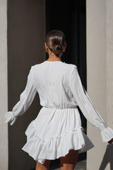Sharon V-neck Ruffle Mini Dress Mssaz Desses
