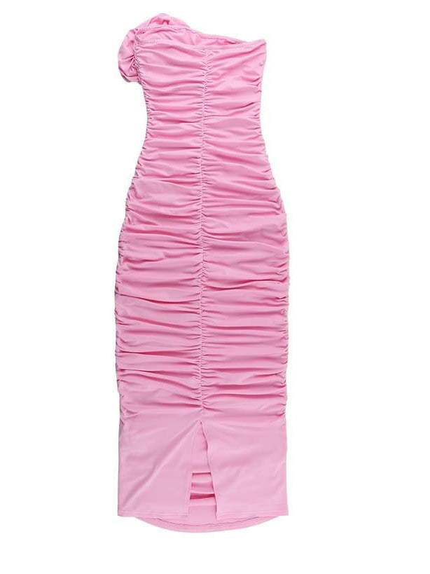 Tina Flower Strapless Midi Dress Mssaz Desses