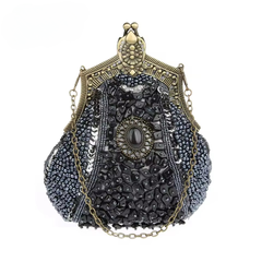 Elegant Vintage Antique Chain Sequin Beaded Retro Clutches Handbag Mssza