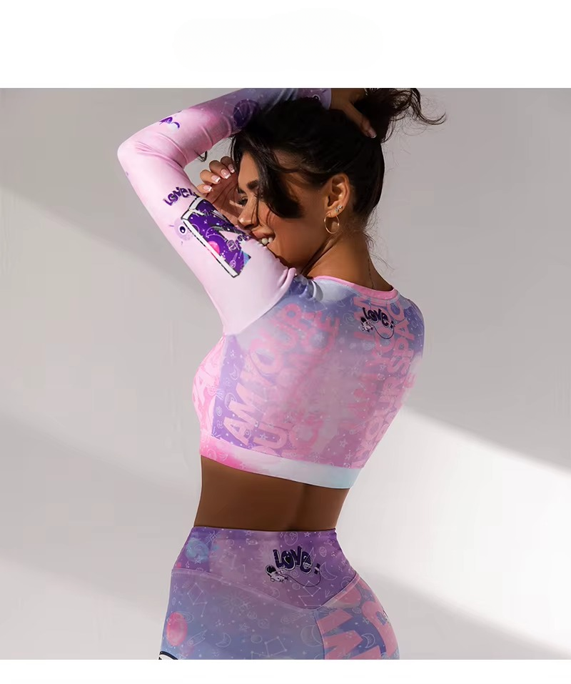 Casual Unicorn Printing High-waist Leggings Sports Yoga Set Mssza