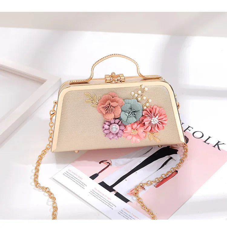 Pearl Flower Chain Party Packs High-end Leather Handbag Mssza
