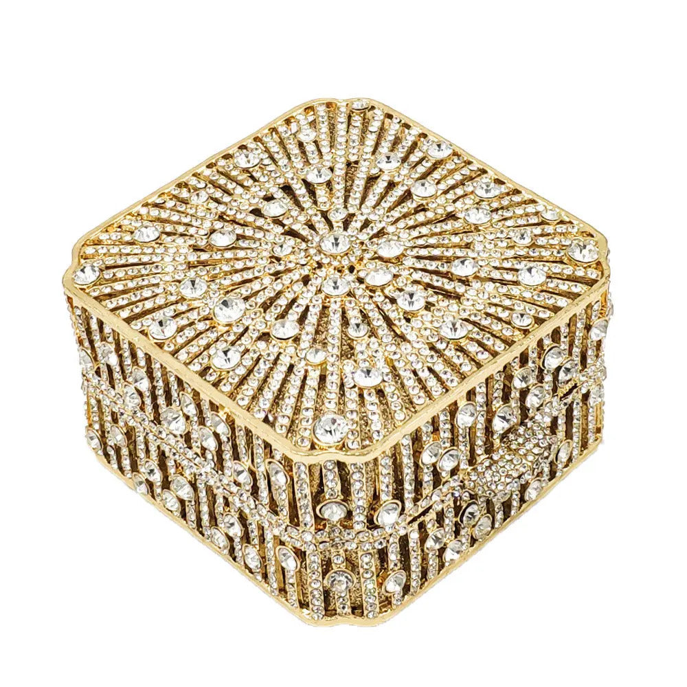Dazzling Crystal Diamond Minaudiere Mini Metal Box Clutch Mssza